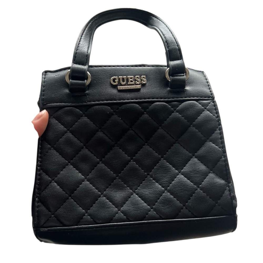 Guess Black Quilted Satchel with Double Handles